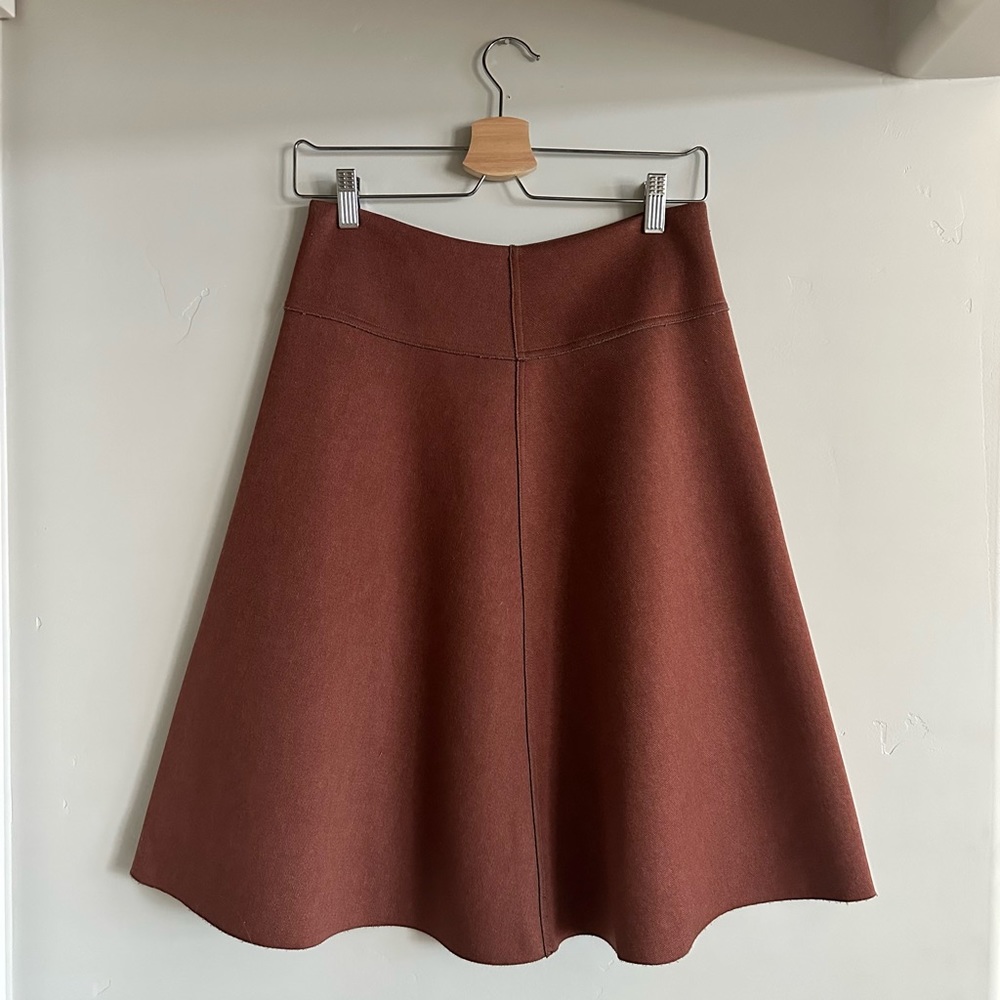 Anthropologie Neoprene Rust Colored MIDI Skirt